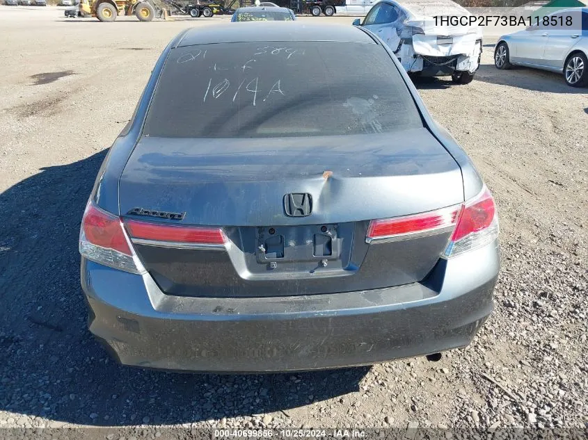 2011 Honda Accord 2.4 Ex VIN: 1HGCP2F73BA118518 Lot: 40699856