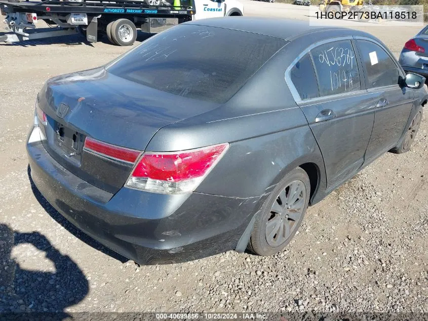 2011 Honda Accord 2.4 Ex VIN: 1HGCP2F73BA118518 Lot: 40699856