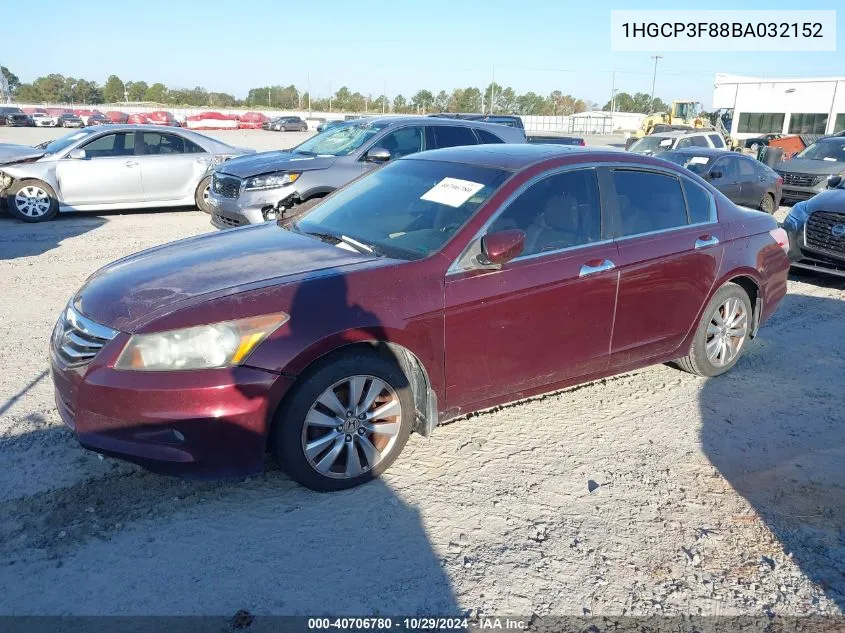 2011 Honda Accord 3.5 Ex-L VIN: 1HGCP3F88BA032152 Lot: 40706780