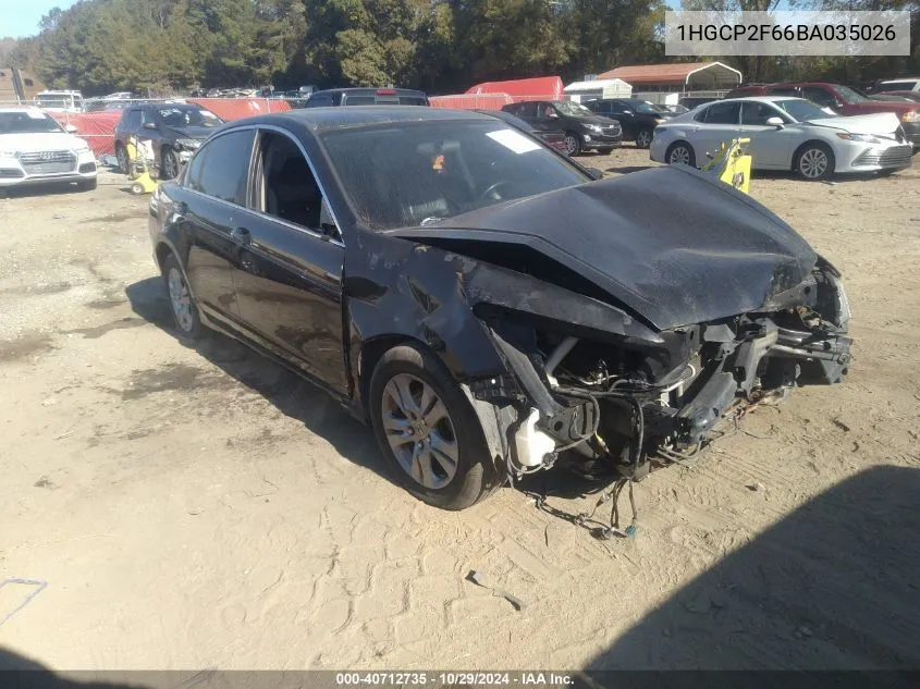 2011 Honda Accord 2.4 Se VIN: 1HGCP2F66BA035026 Lot: 40712735