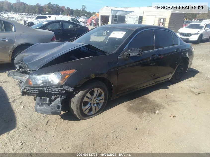 2011 Honda Accord 2.4 Se VIN: 1HGCP2F66BA035026 Lot: 40712735