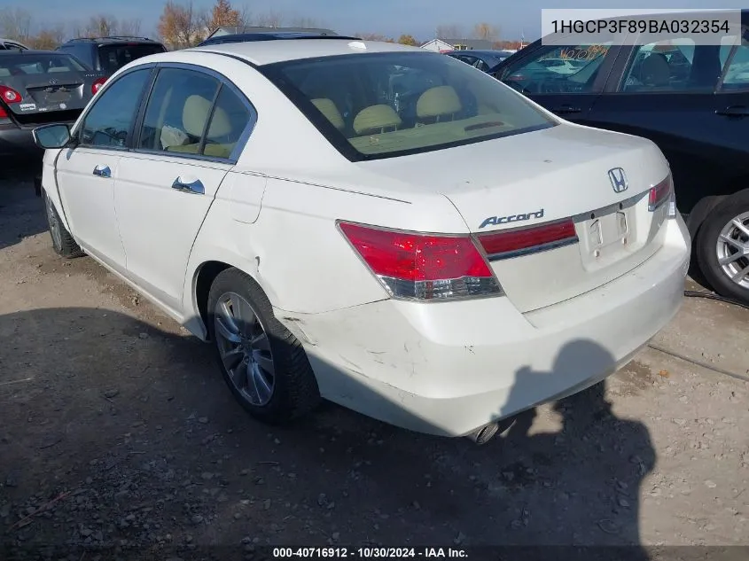 2011 Honda Accord 3.5 Ex-L VIN: 1HGCP3F89BA032354 Lot: 40716912