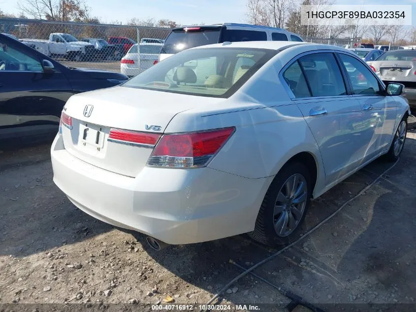 2011 Honda Accord 3.5 Ex-L VIN: 1HGCP3F89BA032354 Lot: 40716912