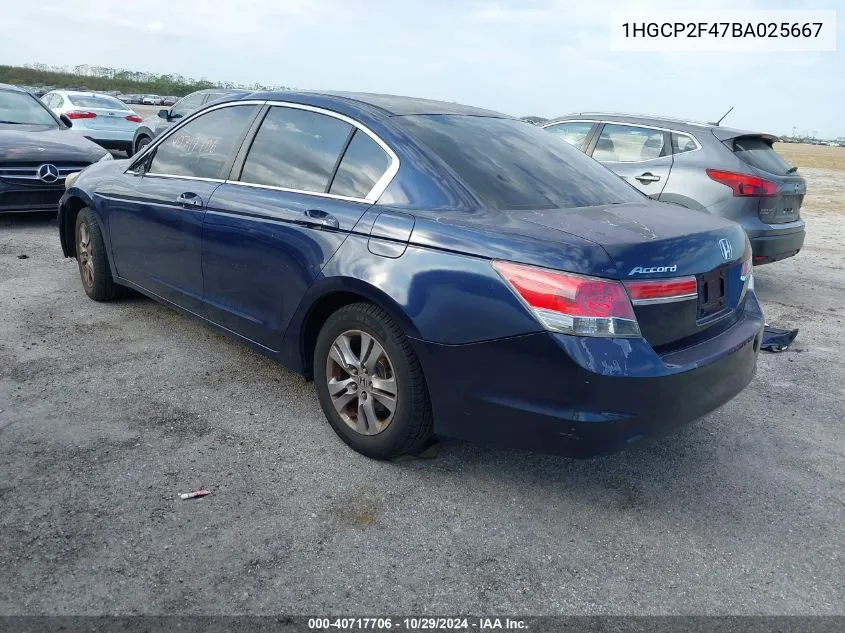 2011 Honda Accord 2.4 Lx-P VIN: 1HGCP2F47BA025667 Lot: 40717706