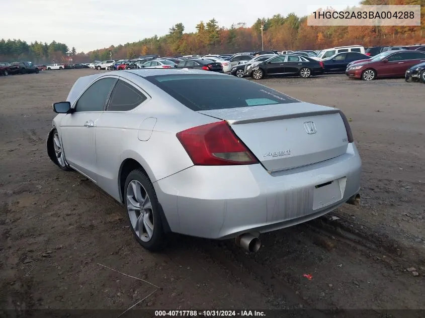 1HGCS2A83BA004288 2011 Honda Accord 3.5 Ex-L