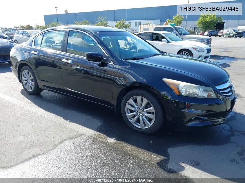 2011 Honda Accord 3.5 Ex-L VIN: 1HGCP3F83BA029448 Lot: 40732825