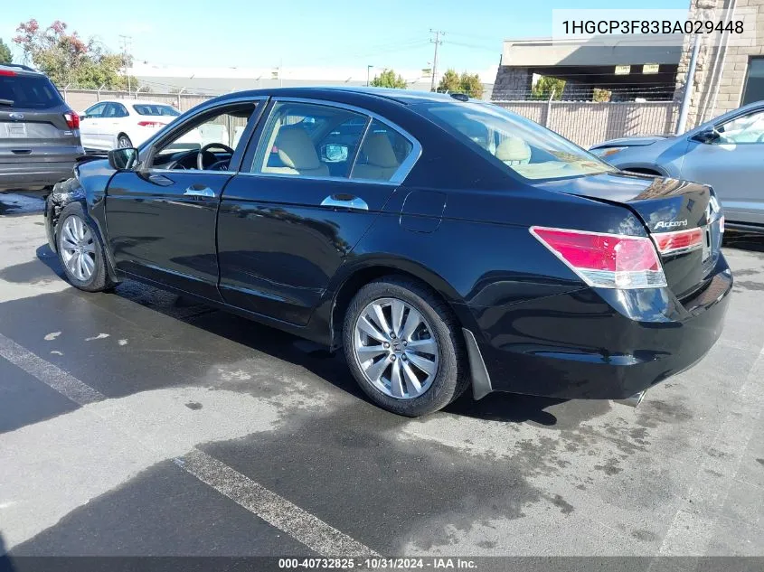 2011 Honda Accord 3.5 Ex-L VIN: 1HGCP3F83BA029448 Lot: 40732825