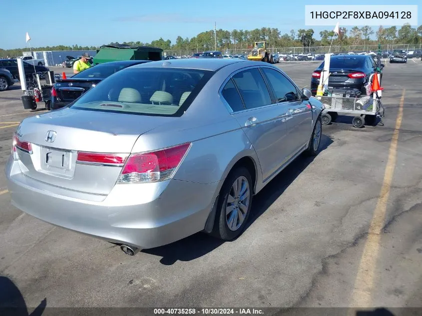 2011 Honda Accord 2.4 Ex-L VIN: 1HGCP2F8XBA094128 Lot: 40735258