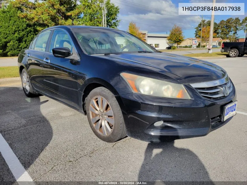 2011 Honda Accord Exl VIN: 1HGCP3F84BA017938 Lot: 40745824