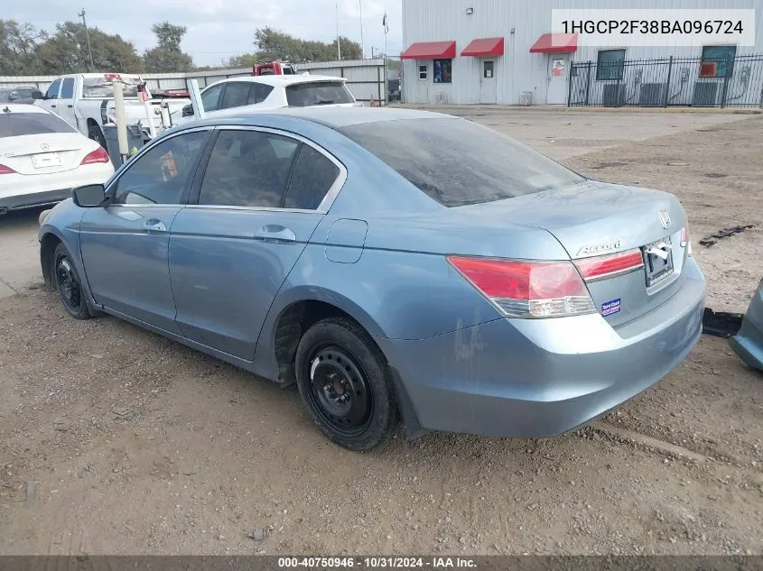 2011 Honda Accord 2.4 Lx VIN: 1HGCP2F38BA096724 Lot: 40750946