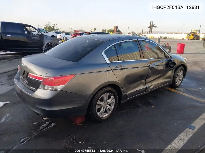 2011 Honda Accord 2.4 Se VIN: 1HGCP2F64BA112881 Lot: 40755813