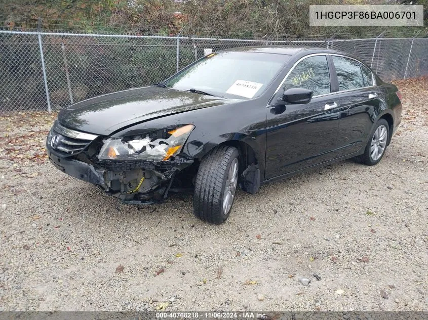 2011 Honda Accord 3.5 Ex-L VIN: 1HGCP3F86BA006701 Lot: 40768218