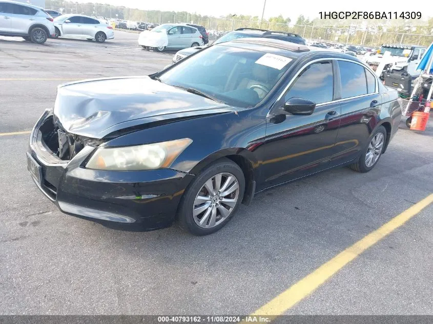 2011 Honda Accord 2.4 Ex-L VIN: 1HGCP2F86BA114309 Lot: 40793162