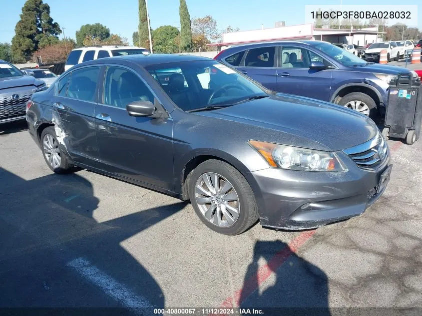 2011 Honda Accord 3.5 Ex-L VIN: 1HGCP3F80BA028032 Lot: 40800067