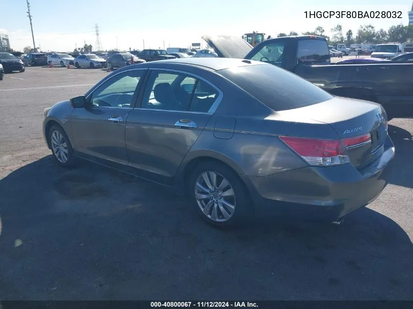 2011 Honda Accord 3.5 Ex-L VIN: 1HGCP3F80BA028032 Lot: 40800067