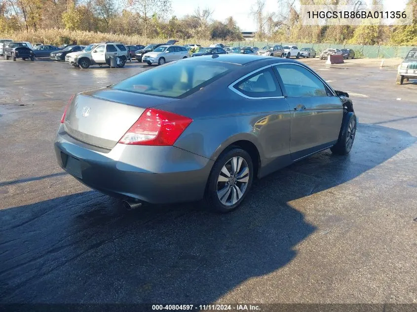 2011 Honda Accord 2.4 Ex-L VIN: 1HGCS1B86BA011356 Lot: 40804597