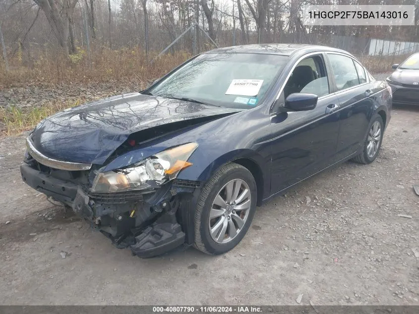 2011 Honda Accord 2.4 Ex VIN: 1HGCP2F75BA143016 Lot: 40807790