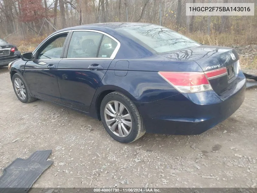 2011 Honda Accord 2.4 Ex VIN: 1HGCP2F75BA143016 Lot: 40807790