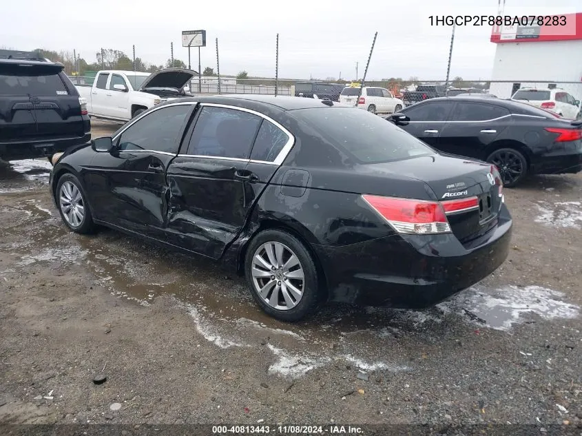 2011 Honda Accord 2.4 Ex-L VIN: 1HGCP2F88BA078283 Lot: 40813443