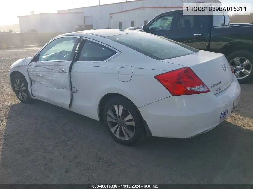 2011 Honda Accord 2.4 Ex-L VIN: 1HGCS1B89BA016311 Lot: 40816336