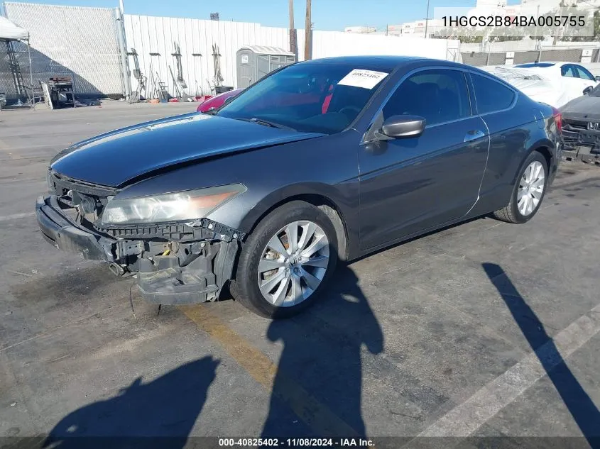 2011 Honda Accord 3.5 Ex-L VIN: 1HGCS2B84BA005755 Lot: 40825402