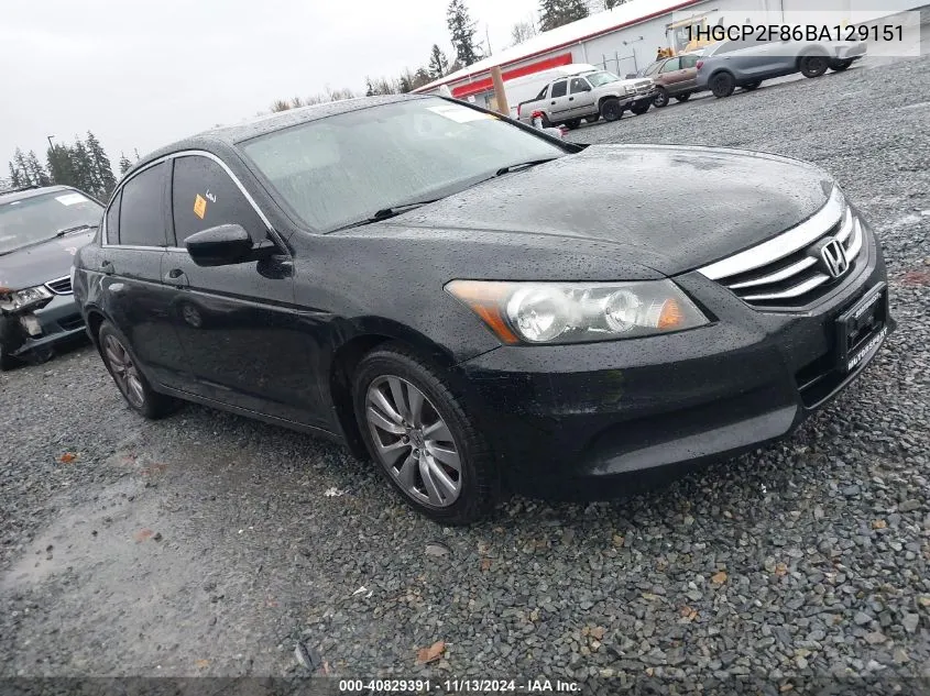 1HGCP2F86BA129151 2011 Honda Accord 2.4 Ex-L