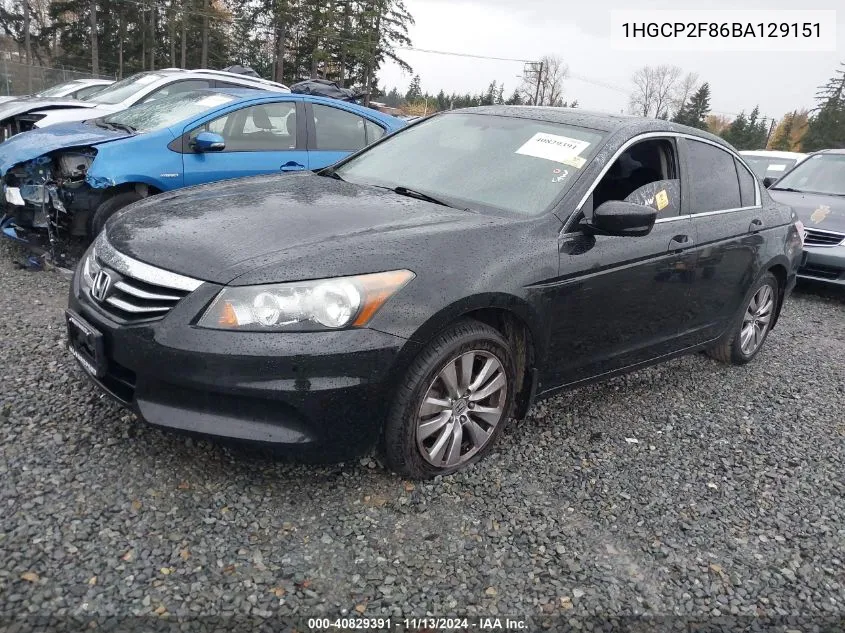 1HGCP2F86BA129151 2011 Honda Accord 2.4 Ex-L