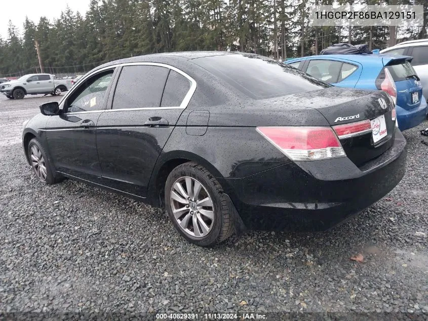 1HGCP2F86BA129151 2011 Honda Accord 2.4 Ex-L