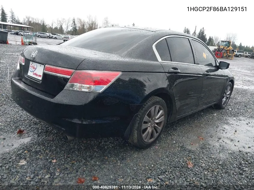 1HGCP2F86BA129151 2011 Honda Accord 2.4 Ex-L