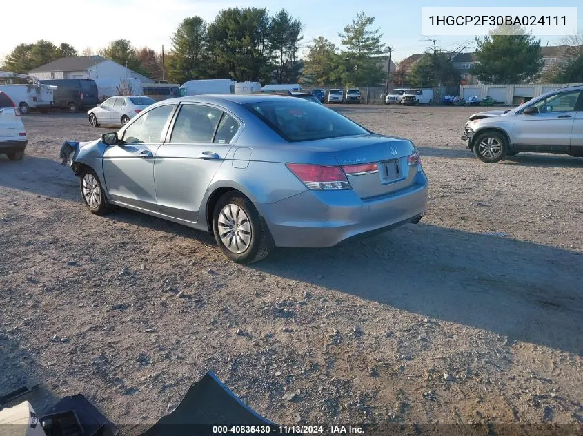 2011 Honda Accord 2.4 Lx VIN: 1HGCP2F30BA024111 Lot: 40835430