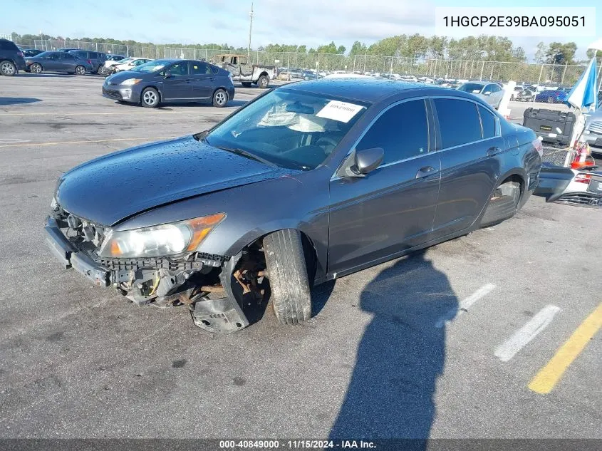 2011 Honda Accord 2.4 Lx VIN: 1HGCP2E39BA095051 Lot: 40849000