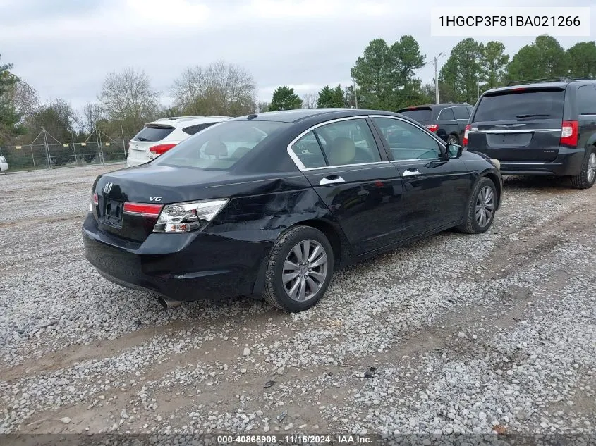 2011 Honda Accord 3.5 Ex-L VIN: 1HGCP3F81BA021266 Lot: 40865908