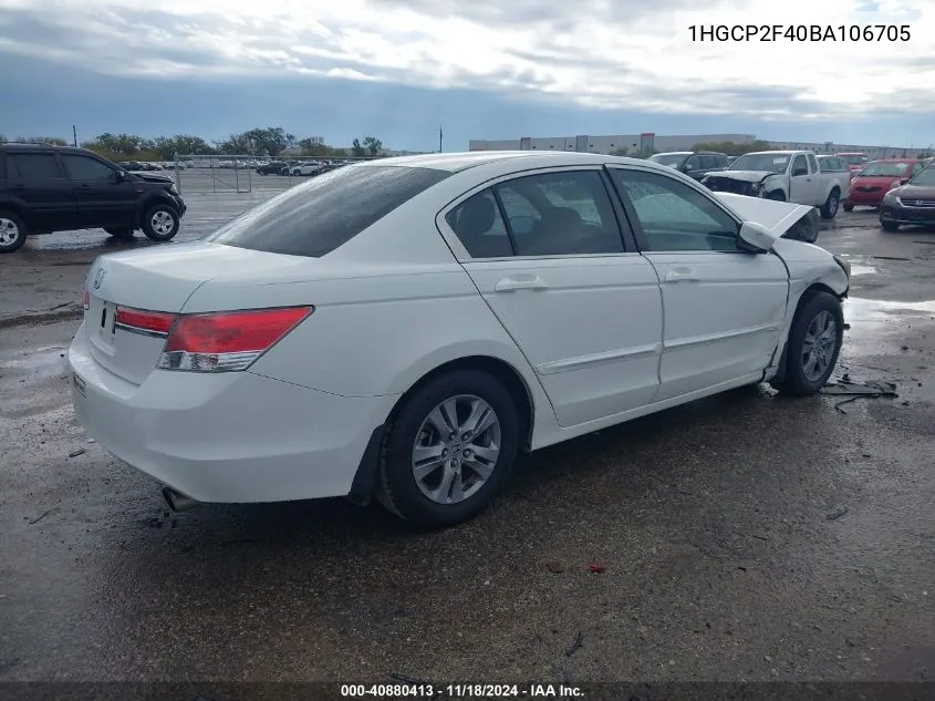 2011 Honda Accord 2.4 Lx-P VIN: 1HGCP2F40BA106705 Lot: 40880413