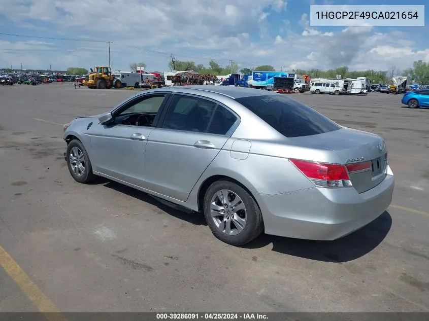 2012 Honda Accord 2.4 Lx-P VIN: 1HGCP2F49CA021654 Lot: 39286091