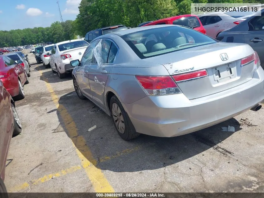 2012 Honda Accord 2.4 Lx VIN: 1HGCP2F39CA168113 Lot: 39489217