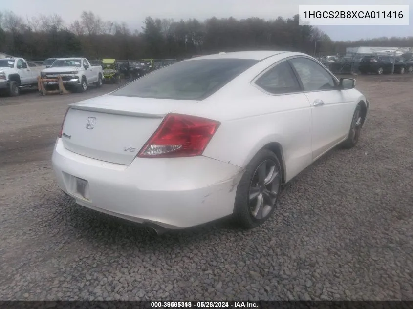 2012 Honda Accord 3.5 Ex-L VIN: 1HGCS2B8XCA011416 Lot: 39505318