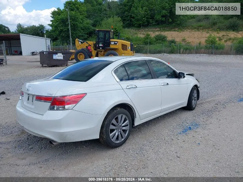 2012 Honda Accord 3.5 Ex-L VIN: 1HGCP3F84CA018850 Lot: 39518376