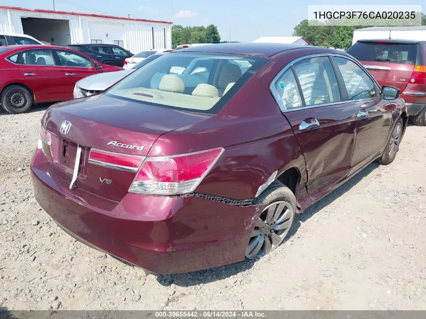 2012 Honda Accord 3.5 Ex VIN: 1HGCP3F76CA020235 Lot: 39655442