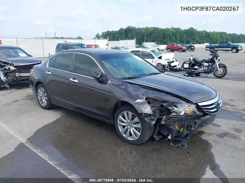 2012 Honda Accord 3.5 Ex-L VIN: 1HGCP3F87CA020267 Lot: 39778949