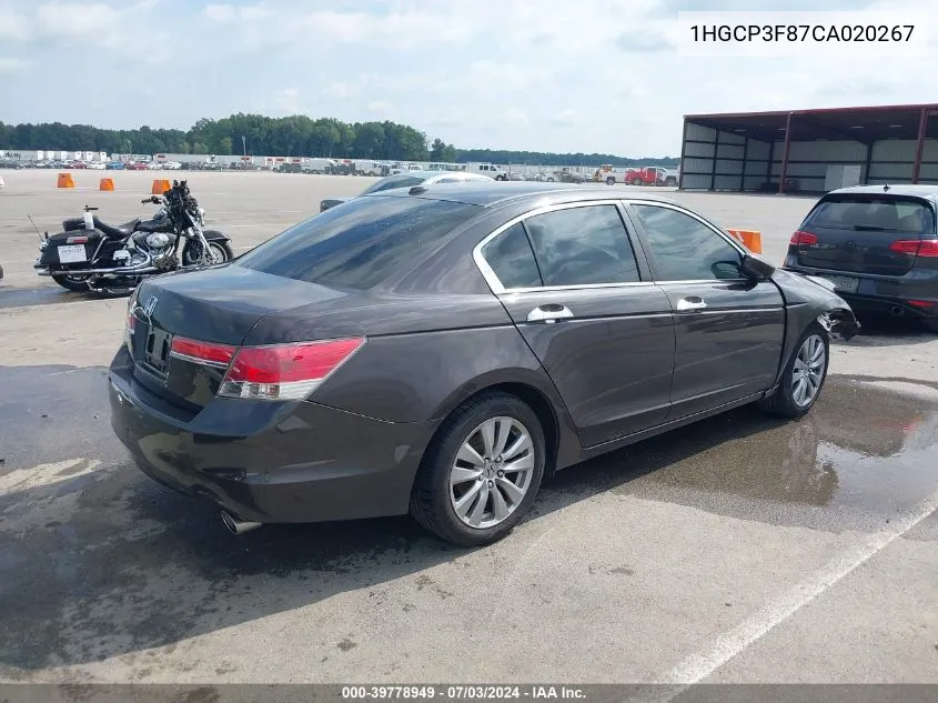 2012 Honda Accord 3.5 Ex-L VIN: 1HGCP3F87CA020267 Lot: 39778949