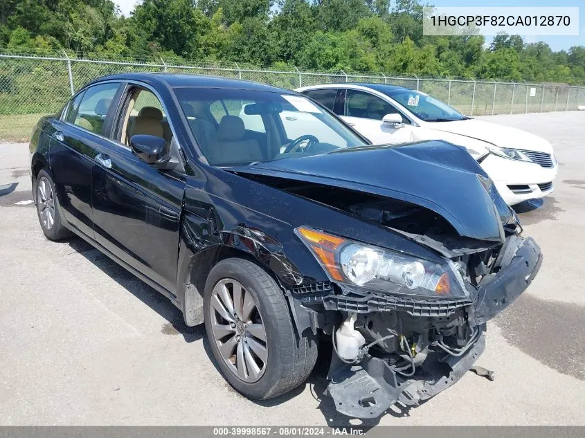 2012 Honda Accord Exl VIN: 1HGCP3F82CA012870 Lot: 39998567