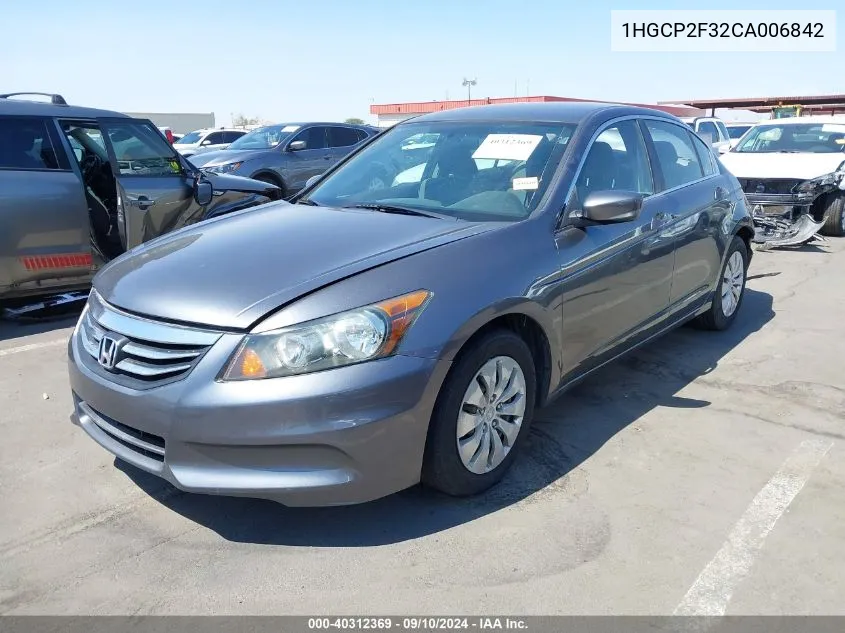 1HGCP2F32CA006842 2012 Honda Accord Lx