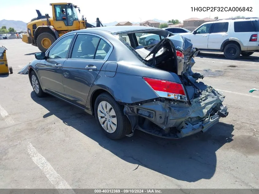 1HGCP2F32CA006842 2012 Honda Accord Lx