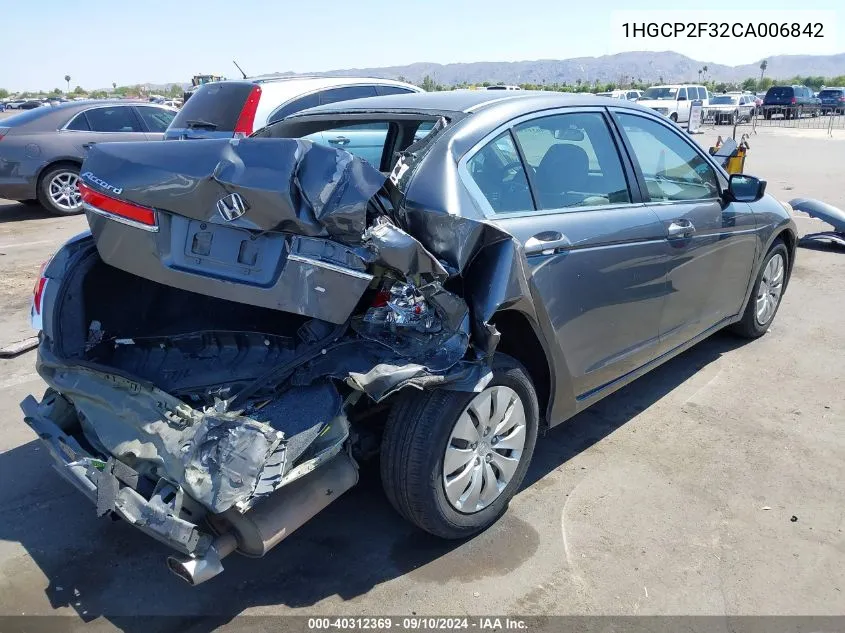 1HGCP2F32CA006842 2012 Honda Accord Lx