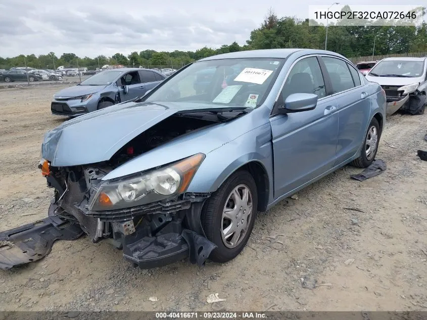 1HGCP2F32CA072646 2012 Honda Accord 2.4 Lx