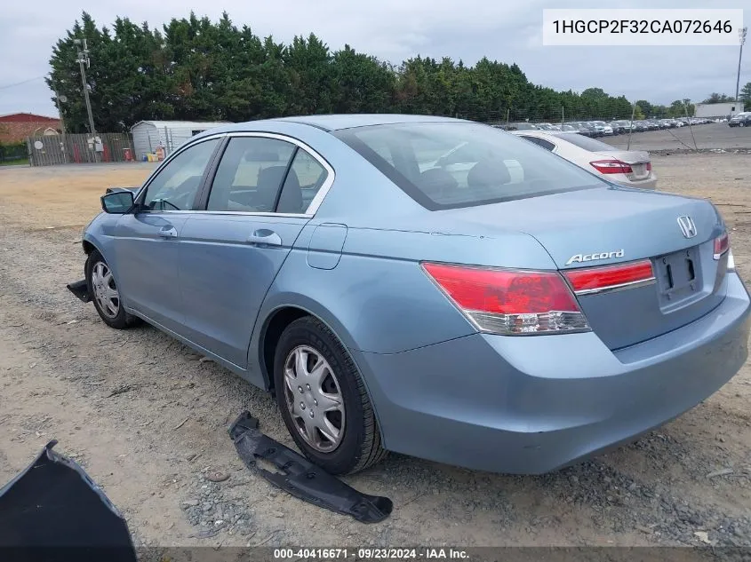 1HGCP2F32CA072646 2012 Honda Accord 2.4 Lx