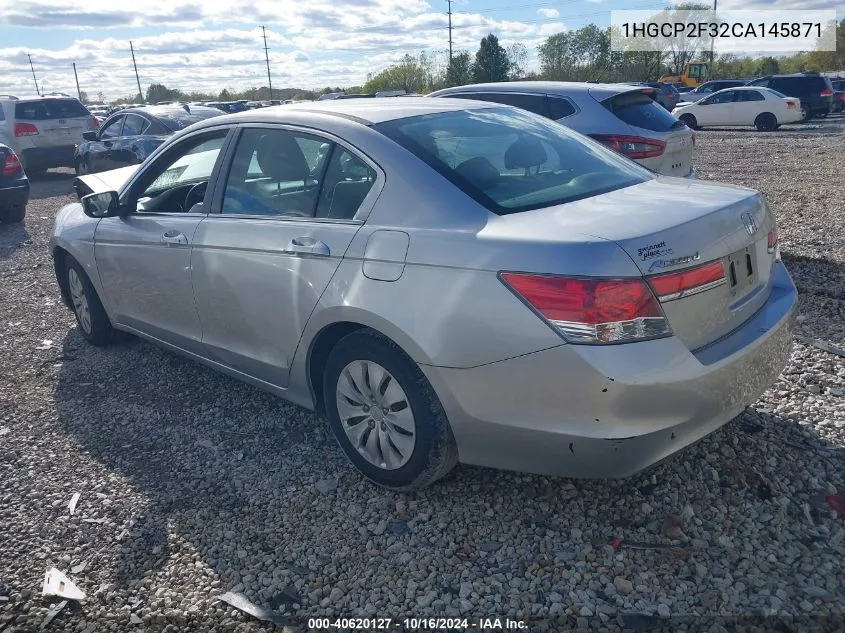 2012 Honda Accord 2.4 Lx VIN: 1HGCP2F32CA145871 Lot: 40620127