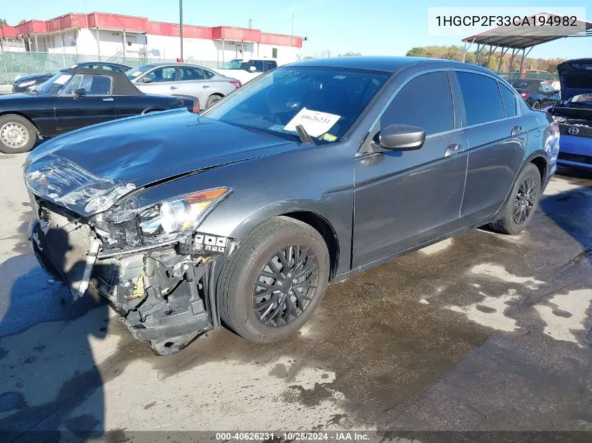 1HGCP2F33CA194982 2012 Honda Accord 2.4 Lx