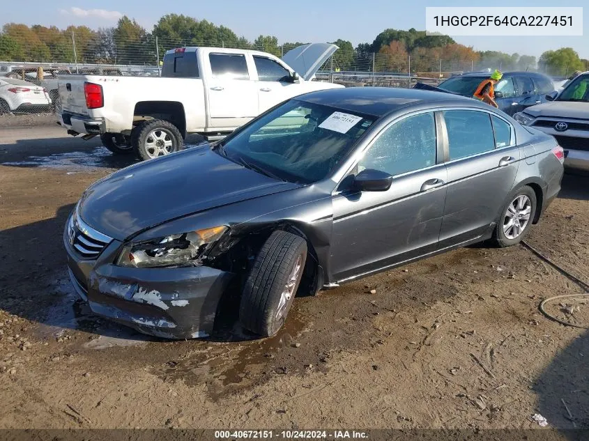 1HGCP2F64CA227451 2012 Honda Accord 2.4 Se