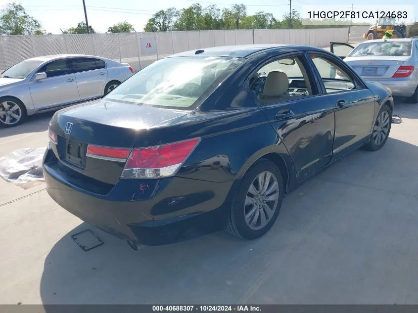 2012 Honda Accord 2.4 Ex-L VIN: 1HGCP2F81CA124683 Lot: 40688307